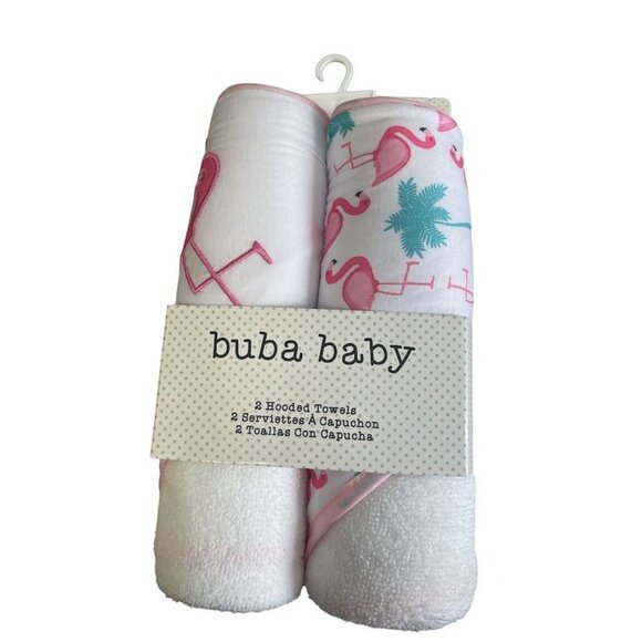 Buba Baby 2 Hooded Towels Flamingo Themed For Toddlers - Picture 1 of 1